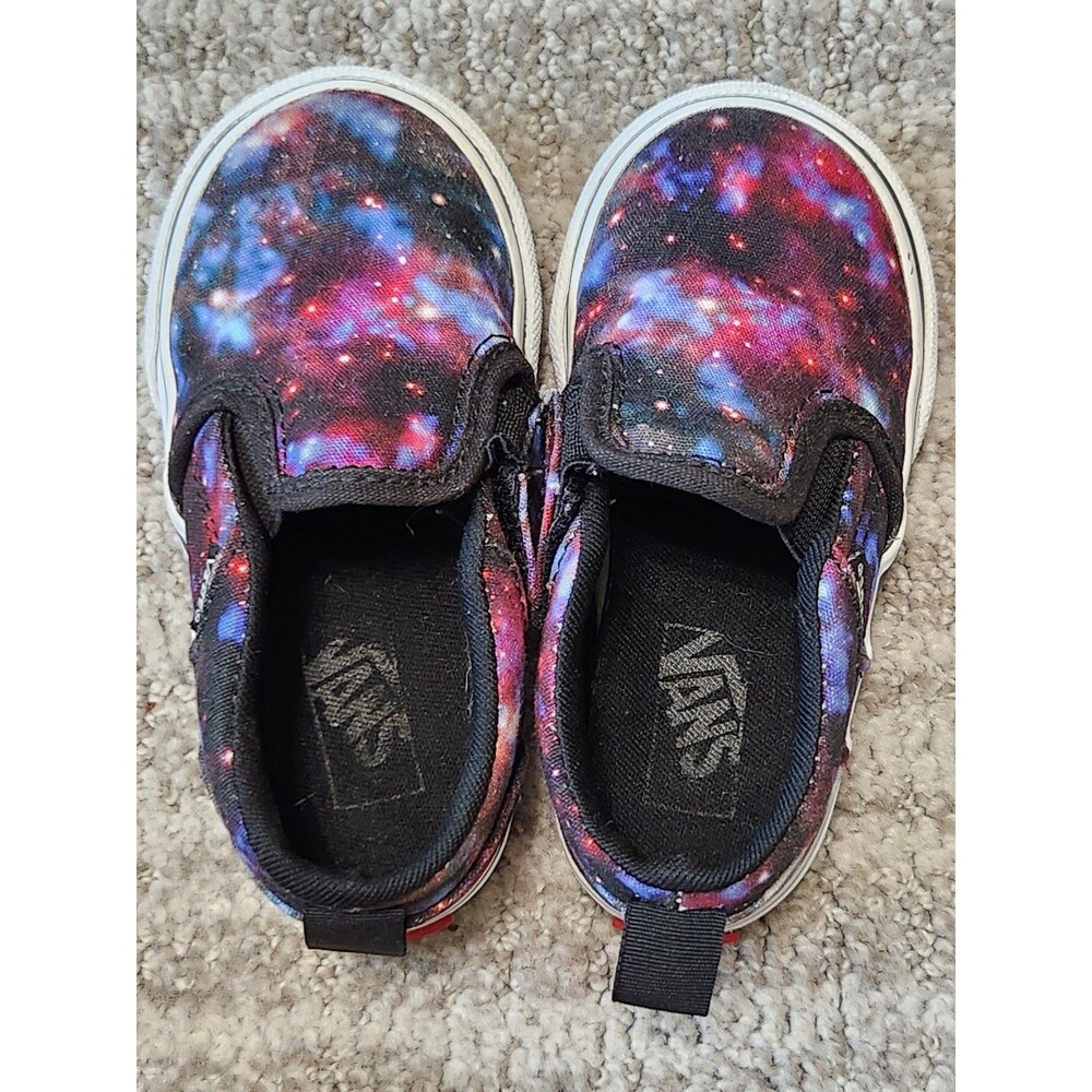 Vans Child Galaxy print hook loop sneakers size 6 - Picture 8 of 9